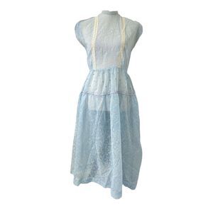 Women’s Small Gunne Sax Dress Blue and White Floral Prairie Farm Dress Muslin